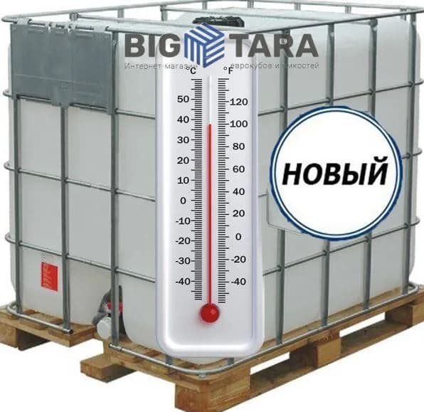 Еврокуб 1000 л, новый, с подогревом 1 тэн, заливная горловина 150 мм (поддон дерево) фото 4