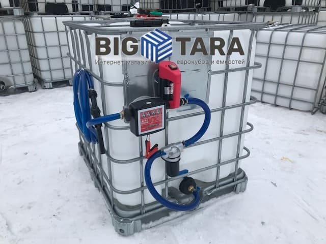 Мини АЗС из Еврокуба 1000л (сборный заправочный комплект 24V,40 л/м, счётчик, ручной топливороздаточный пистолет) фото 2