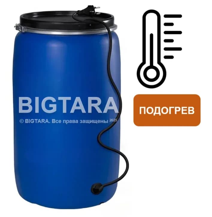 Бочка 227 л с подогревом 1 тэн (крышка хомут) п/э ПЭНД ПЩ фото 1