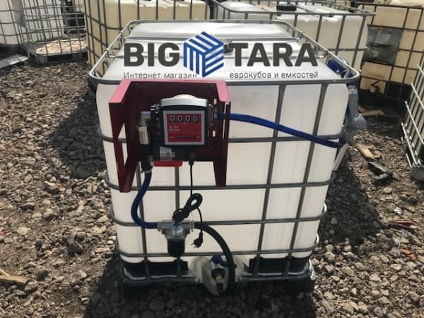 Мини АЗС из Еврокуба 1000л (сборный заправочный комплект 220V,40 л/м, счётчик, ручной топливороздаточный пистолет) фото 4